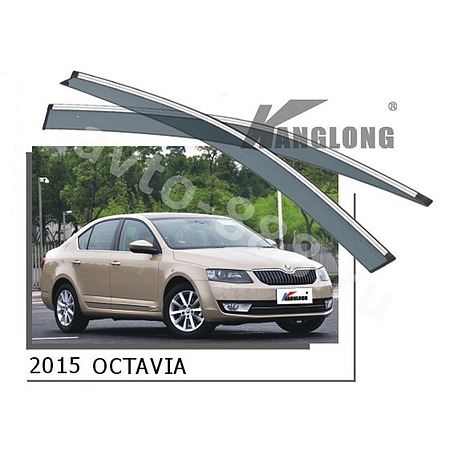 Ветровики оригинальные № ★ SKODA OCTAVIA 2014-2017 (хром металл)