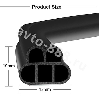 Уплотнительная резинка на двери C (полая) черная, 16м фото 1