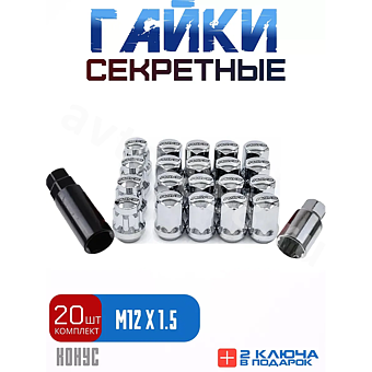 Секретки гайки RAYC 12*1,5 F450 (20 шт, высота 30 мм) хром фото 1