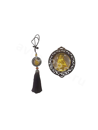 Подвеска на зеркало икона обод чёрный, Иисус