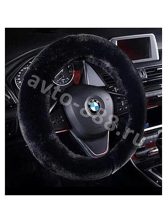 Оплётка на руль искусственная лохматая "Кролик Рекс" (чёрный)