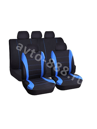 Чехлы АвтоЦентр автомобильные универсальные чёрные, синяя вставка
