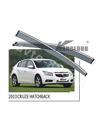 Ветровики оригинальные CHEVROLET CRUZE (хэтчбэк) 2013-- (хром)