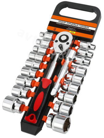 Набор торцевых головок 1/2" с трещоткой 20 предметов (короткий)