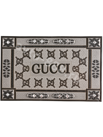 Коврик на панель противоскатный Gucci тёмно-серый, стразы G-3 (упаковка 10 шт)