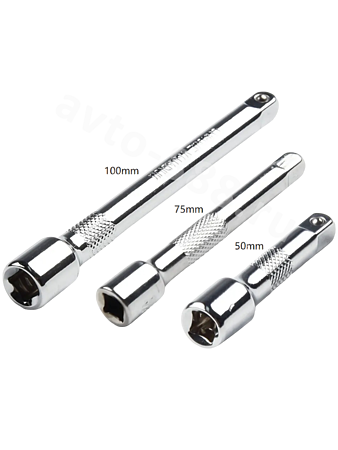 Удлинитель торцевых головок 1/4" (к-т 3шт.) 50/75/100мм