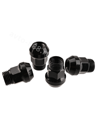 Секретки "гайки" 12*1,5 (4шт, высота 30мм) чёрные, без упаковки