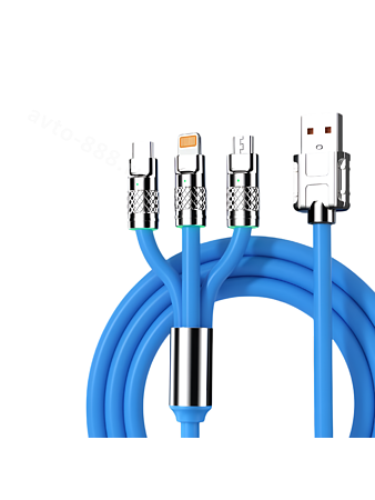 USB-кабель 6A usb+iphone+mi+samsung SD-60, синий