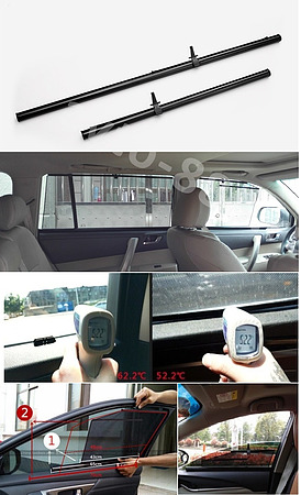 Солнцезащитные шторки чёрная перфорация (пара) 50 см, шт