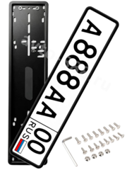 Магнитная силиконовая рамка для госномера SAK (комплект 2 шт.), — быстросъемная, антивандальная черная фото 1