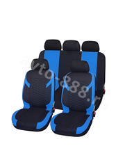 Чехлы COVER автомобильные универсальные чёрные, синие вставки 2002 фото 1