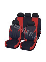 Чехлы COVER автомобильные универсальные чёрные, красные вставки 2002 фото 1