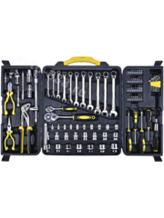 Набор инструментов и торцевых головок с принадлежностями в кейсе E110 предметов (чёрный) фото 1