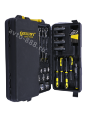 Набор инструментов и торцевых головок с принадлежностями в кейсе E110 предметов (чёрный) фото 2
