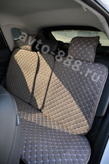 Чехлы автомобильные коричневый льняной, белая сетка фото 2