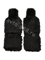 Комплект искусственный мех лохматый чёрный (4шт) фото 2