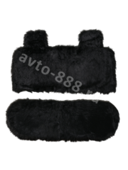 Комплект искусственный мех лохматый чёрный (4шт) фото 5