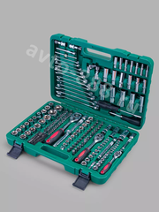 Набор инструментов SRUNV в кейсе 216 предмета зеленый фото 6