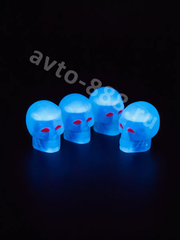 Колпачок ниппеля универсальный 4шт. светящийся череп синий фото 7