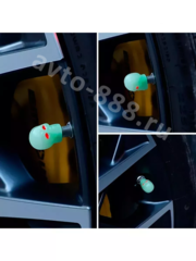 Колпачок ниппеля универсальный 4шт. светящийся череп синий фото 8