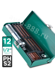 Набор ударных отверток с битами 12 предметов в металлическом кейсе фото 1