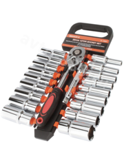 Набор торцевых головок 1/2" с трещоткой 20 предметов (длинный) фото 1