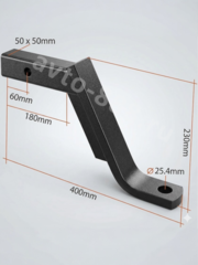 Кронштейн фаркопа усиленный (вставка) под квадрат 50х50, занижение 8" (230 мм), с шаром и пальцем фото 3