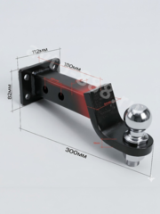 Кронштейн фаркопа усиленный (с четырьмя крепежными отверстиями) длина 300мм, с шаром 50мм фото 2