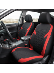 Чехлы COVER автомобильные универсальные чёрные, красные вставки 2002 фото 2