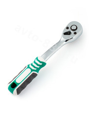 Трещотка для торцевых головок, Сr-V сталь, 72 зубца, 195мм 3/8 (изогнутый, зеленый) SATAVIP фото 2