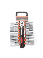 Набор торцевых головок 1/2" с трещоткой 20 предметов (длинный) фото 2