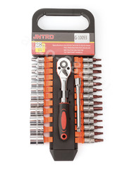 Набор торцевых головок 1/4" с трещоткой 28 предметов фото 3