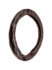 Оплётка на руль прошитая красной ниткой DX-2115 (М) р-р 37-38 см (цена за 5 шт) фото 1