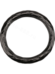 Оплётка на руль прошитая чёрной ниткой DX-2111 (М) р-р 37-38 см (цена за 5 шт) фото 2