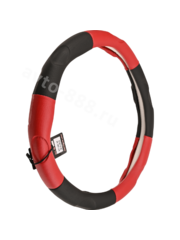 Оплётка на руль фигурная 961 (L) чёрно-красный р-р 39-40 см (цена за 5 шт) фото 1