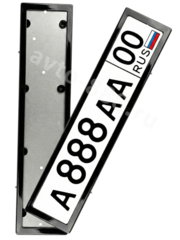 Металлическая рамка госномера (комплект 2 шт.) антивандальная, черная 8304 фото 1