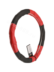 Оплётка на руль фигурная 961 (М) чёрно-красный р-р 37-38 см (цена за 5 шт) фото 1