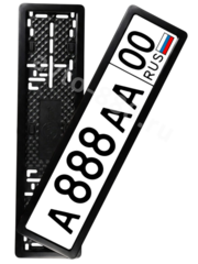 Рамка для гос номера металлическая (универсальная Китай/Европа) (комплект 1 шт.), черная фото 1