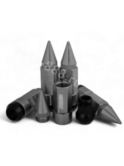 Комплект гаек-карандаш (лёгкие) R104 12*1,25 (20шт, высота 55мм) тёмно-серый фото 2