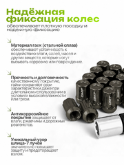 Секретки гайки F651 12*1,25 (16P+4+2, высота 32 мм) тёмно-серый фото 3