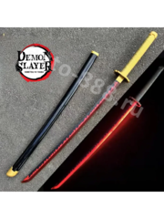 Катана Ёриичи Цугикуни, Клинок рассекающий демонов-ZhangShen jiguo刀 金色手柄 黑刀壳 黑红剑身 фото 3