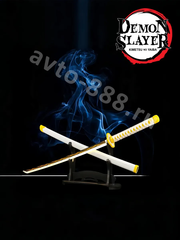 Катана Ёриичи Цугикуни, Клинок рассекающий демонов-ZhangShen jiguo刀 金色手柄 黑刀壳 黑红剑身 фото 6