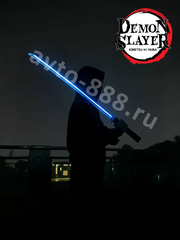 Катана Гию Томиока, Клинок рассекающий демонов-ZhangShen yiyong刀 白线蓝底手柄 黑壳 黑色刀身 фото 1