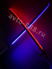 Катана Гию Томиока, Клинок рассекающий демонов-ZhangShen yiyong刀 白线蓝底手柄 黑壳 黑色刀身 фото 3