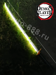 Катана Гию Томиока, Клинок рассекающий демонов-ZhangShen yiyong刀 白线蓝底手柄 黑壳 黑色刀身 фото 5