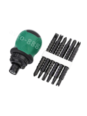 Реверсивная отвертка с битами 6 шт короткая фото 5