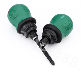 Реверсивная отвертка с битами 6 шт короткая фото 7