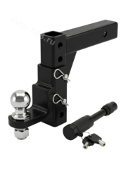 Кронштейн фаркоп регулируемый 8" (210мм) (вставка) под квадрат 50х50 мм с шаром и замком фото 1