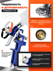 MINI827 Краскопульт пневматический с верхним бачком 100мл фото 7