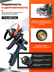 Краскопульт пневматический WJS1979 с верхним бачком 600мл фото 5